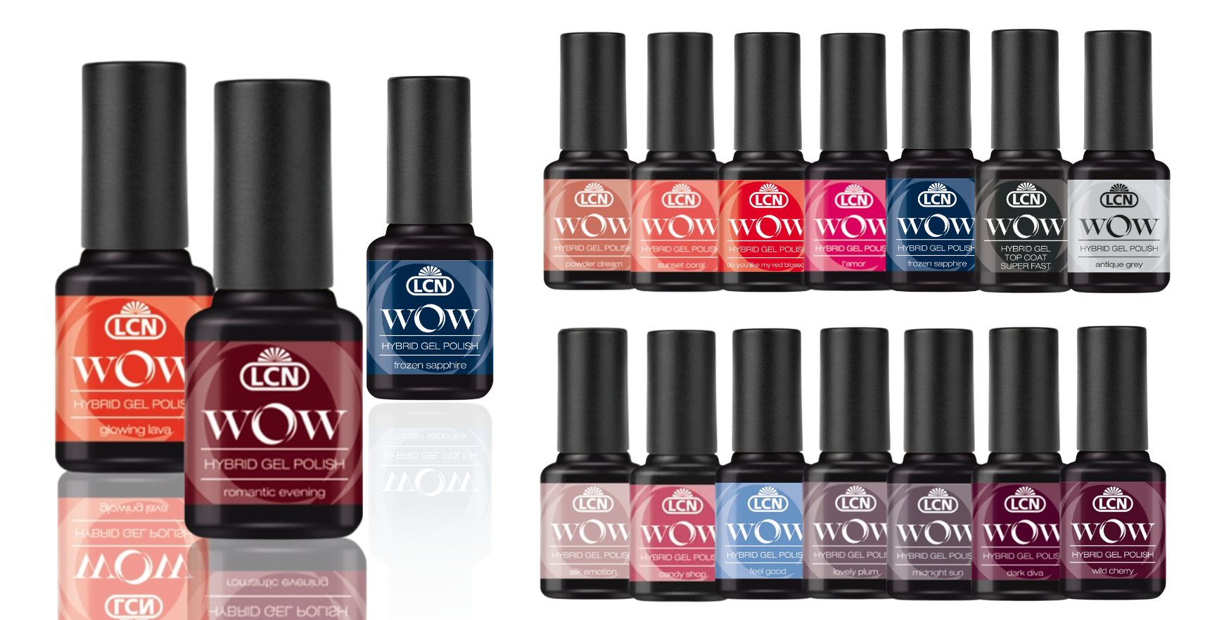สีทาเล็บ LCN WOW Hybrid Gel Polish สำหรับคนผิวโทนชมพู