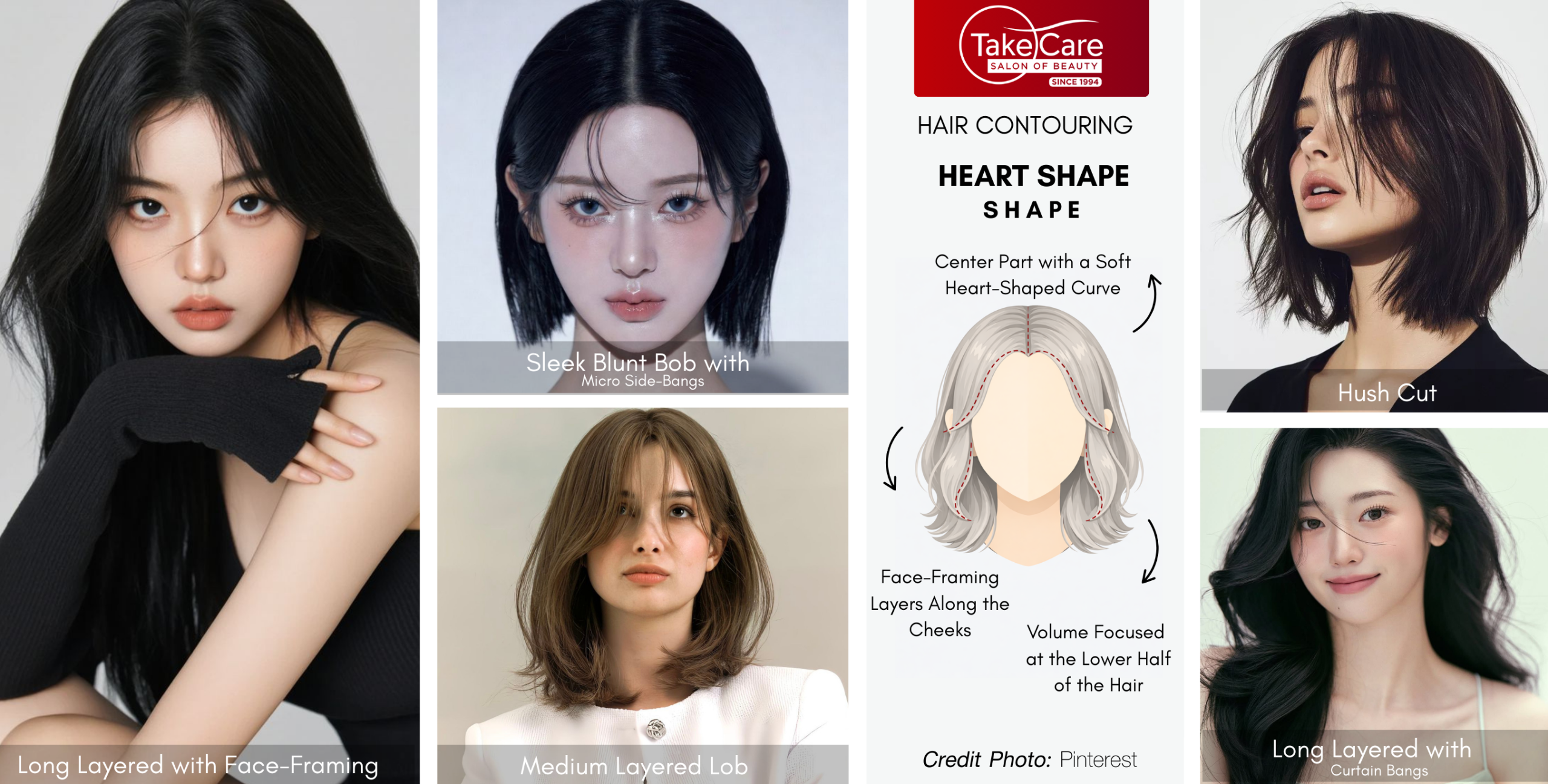 ทรงผมคนหน้าตอบ หน้าทรงเพชร Diamond Face Shape ร้านตัดผม ใกล้ฉัน Take Care Salon of Beauty