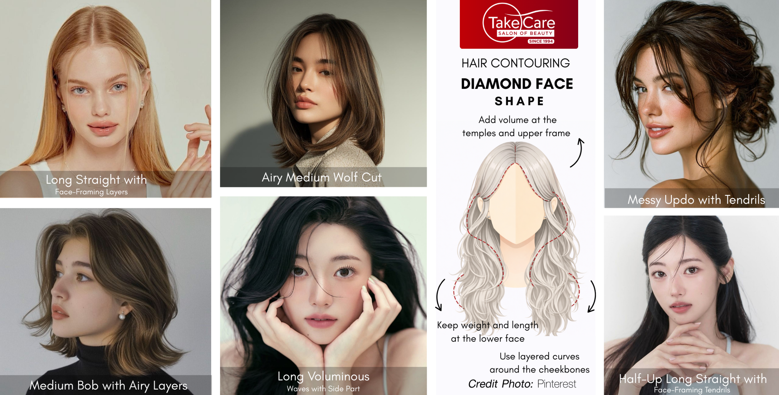 ทรงผมพรางโหนกแก้ม หน้าทรงเพชร Diamond Face Shape ร้านทำผมพรีเมียม ร้านตัดผม สุขุมวิท Take Care Salon