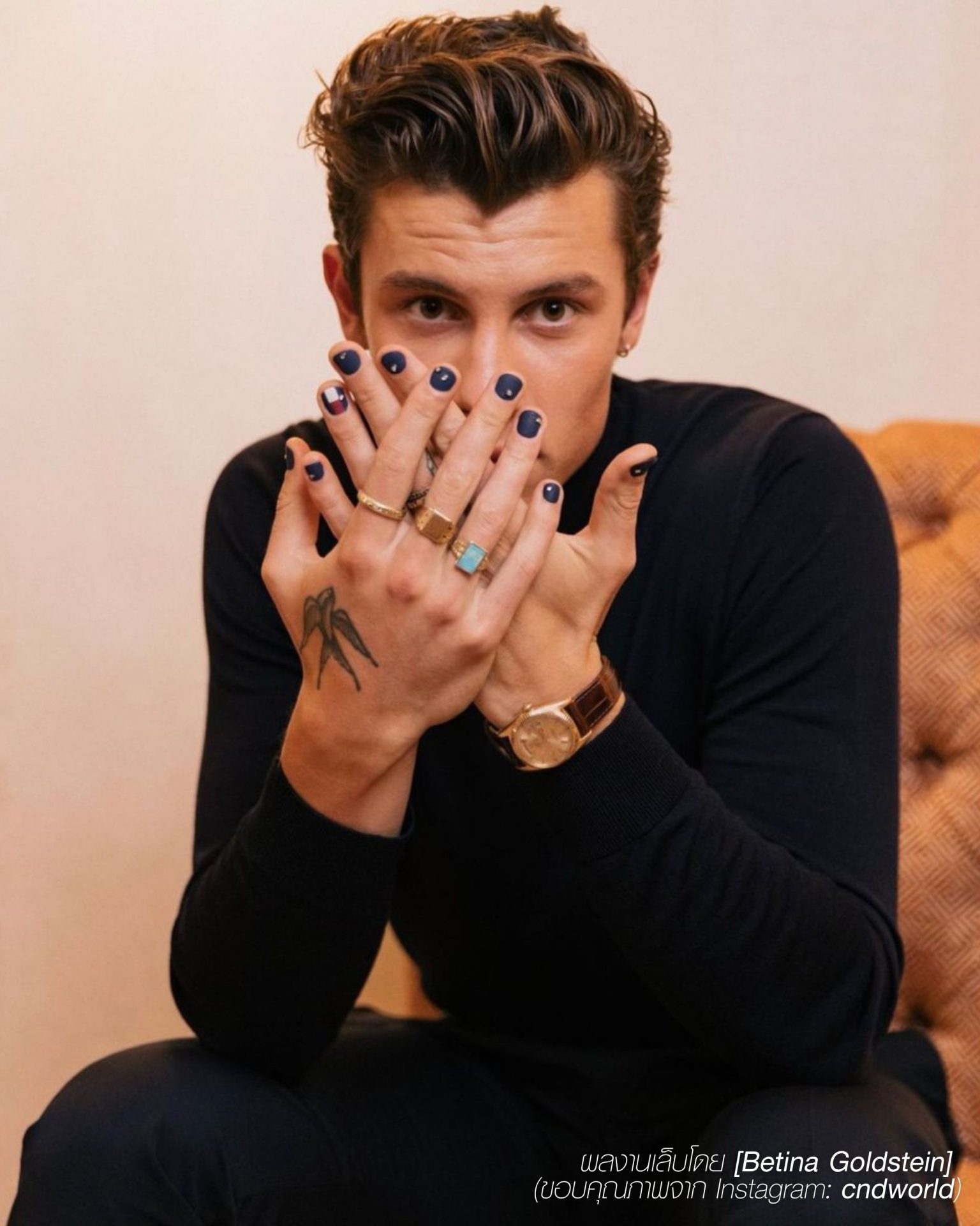 Modern luxurious dark blue tones for premium men's nails
