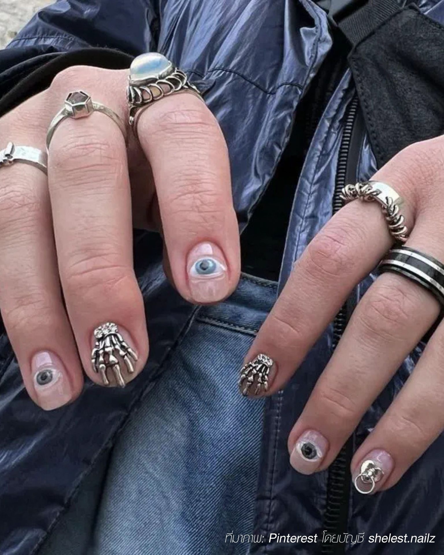 Trending futuristic gothic and eye symbol nail designs for men