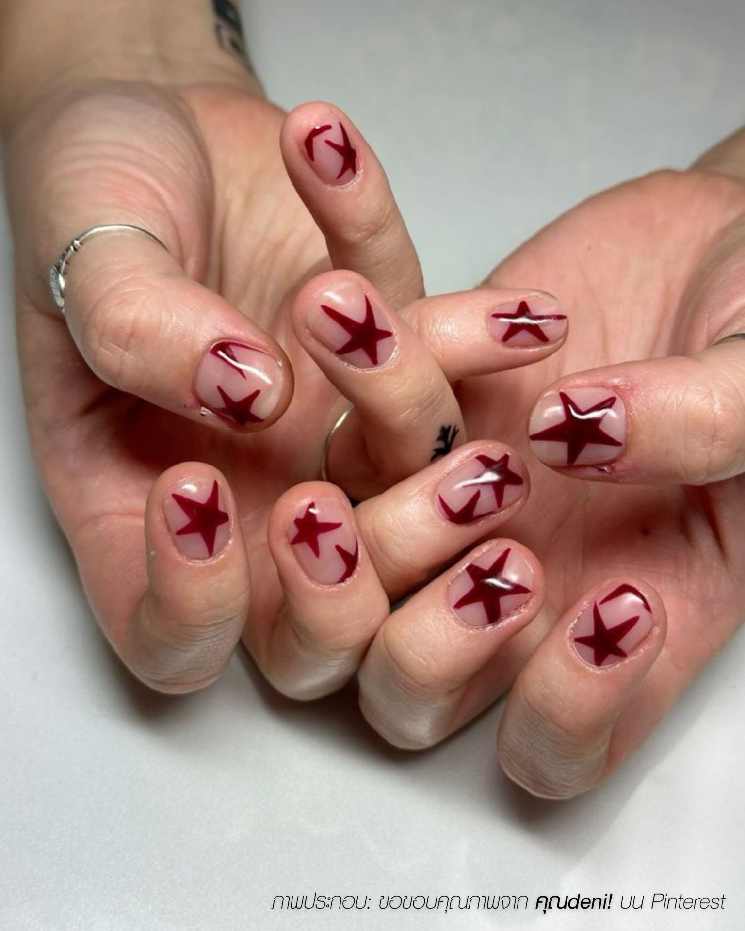 Classic red star men's nail designs for a sleek look
