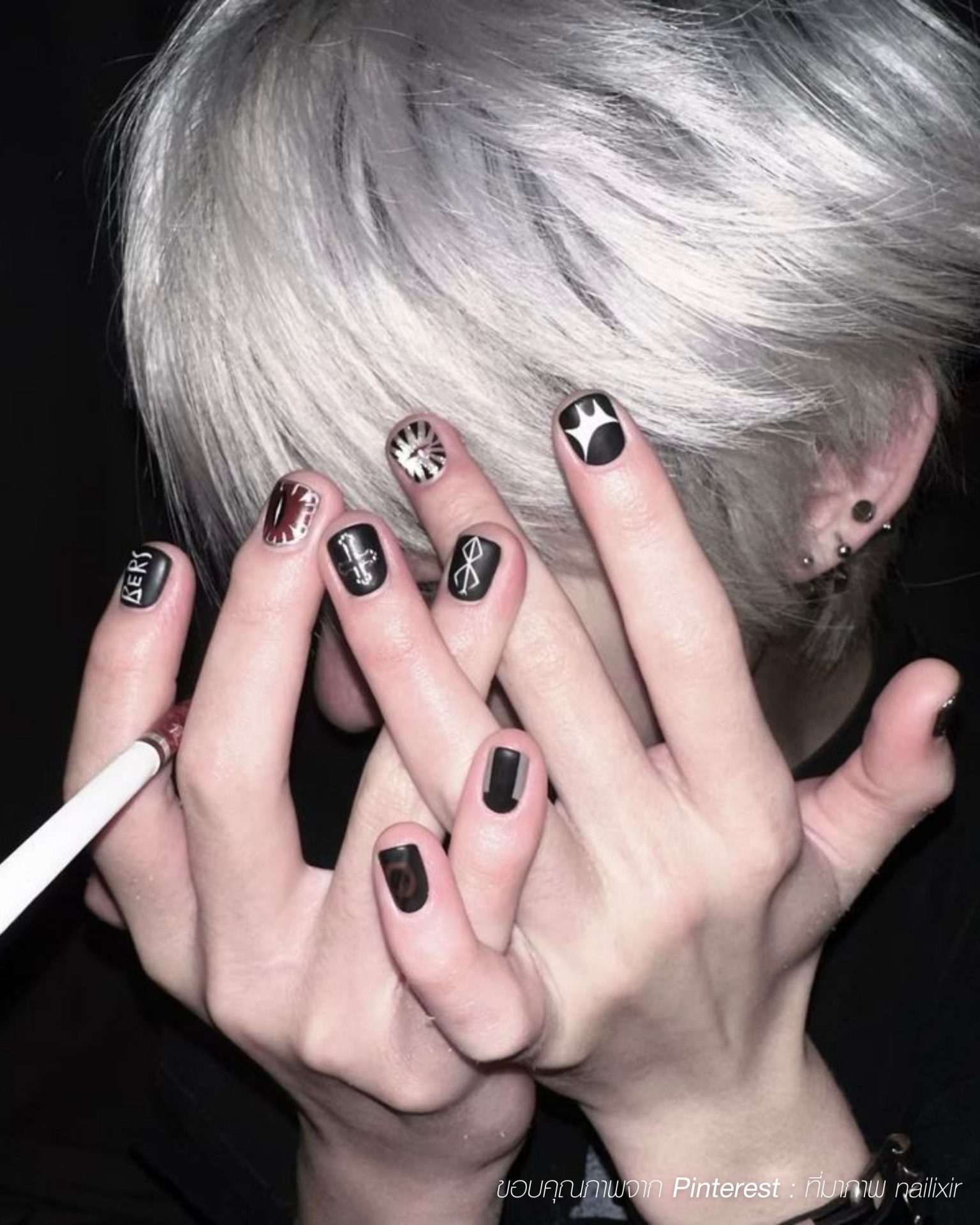 Dark streetwear graphic men's nail designs for fashion lovers