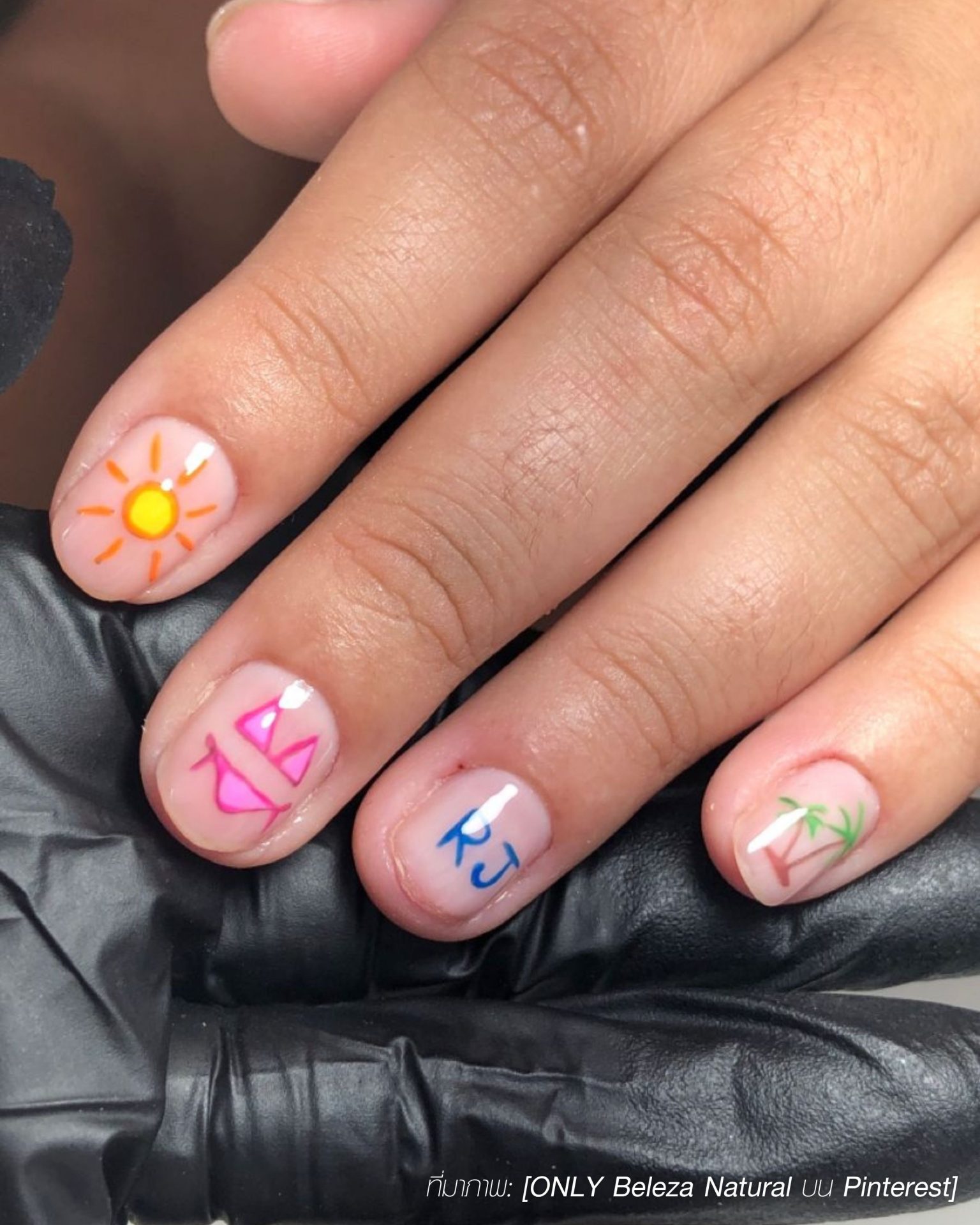 Cool summer painted graphic nail designs for men