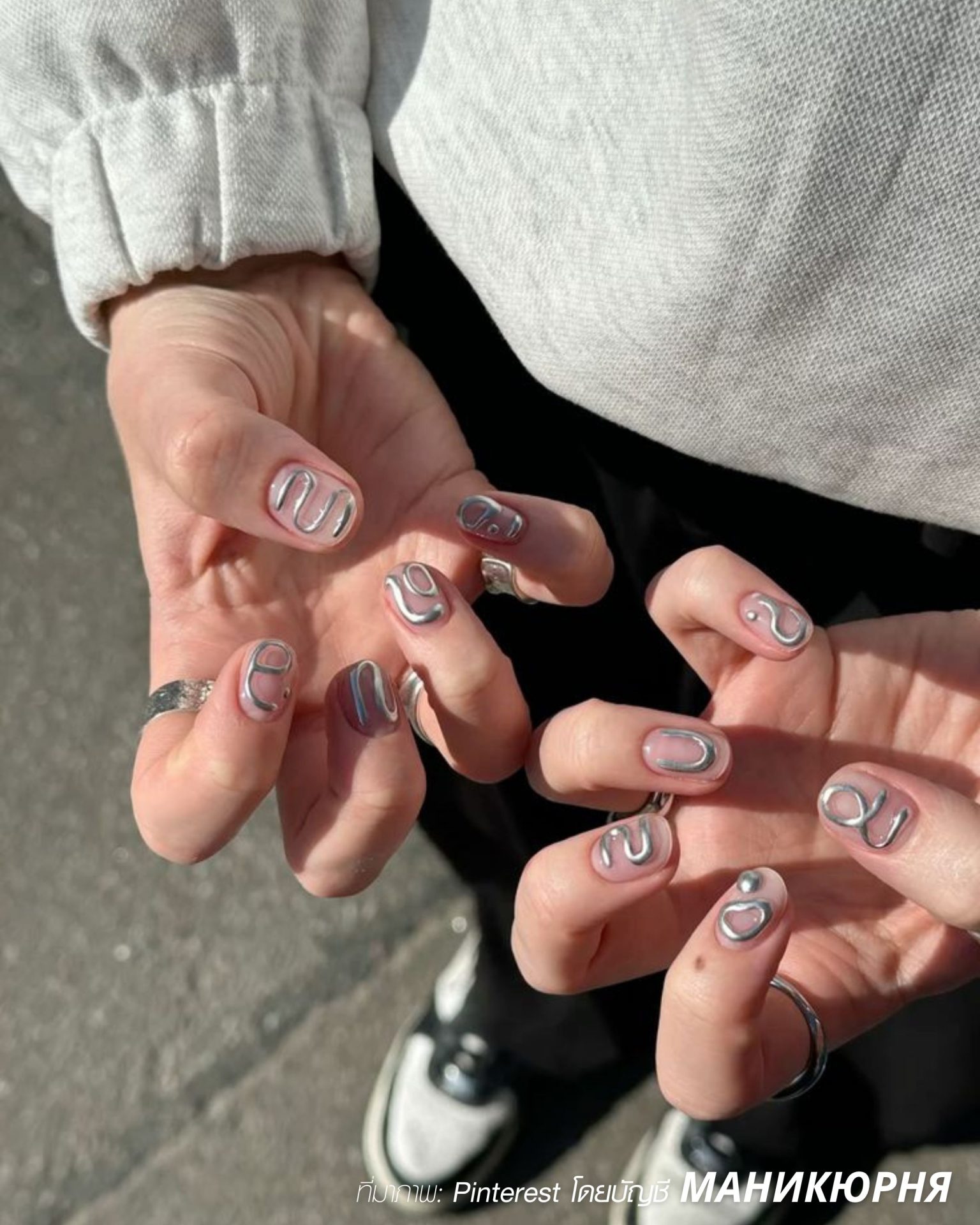 Modern silver 3D nail art designs for trendy men