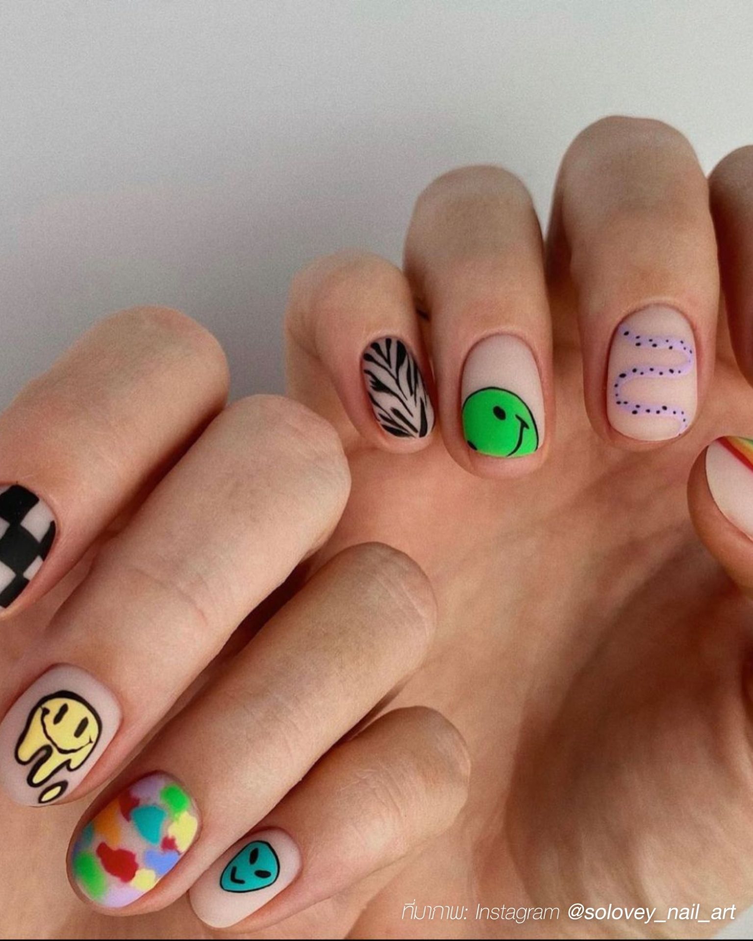 Cheeky street art cartoon men's nail painting ideas