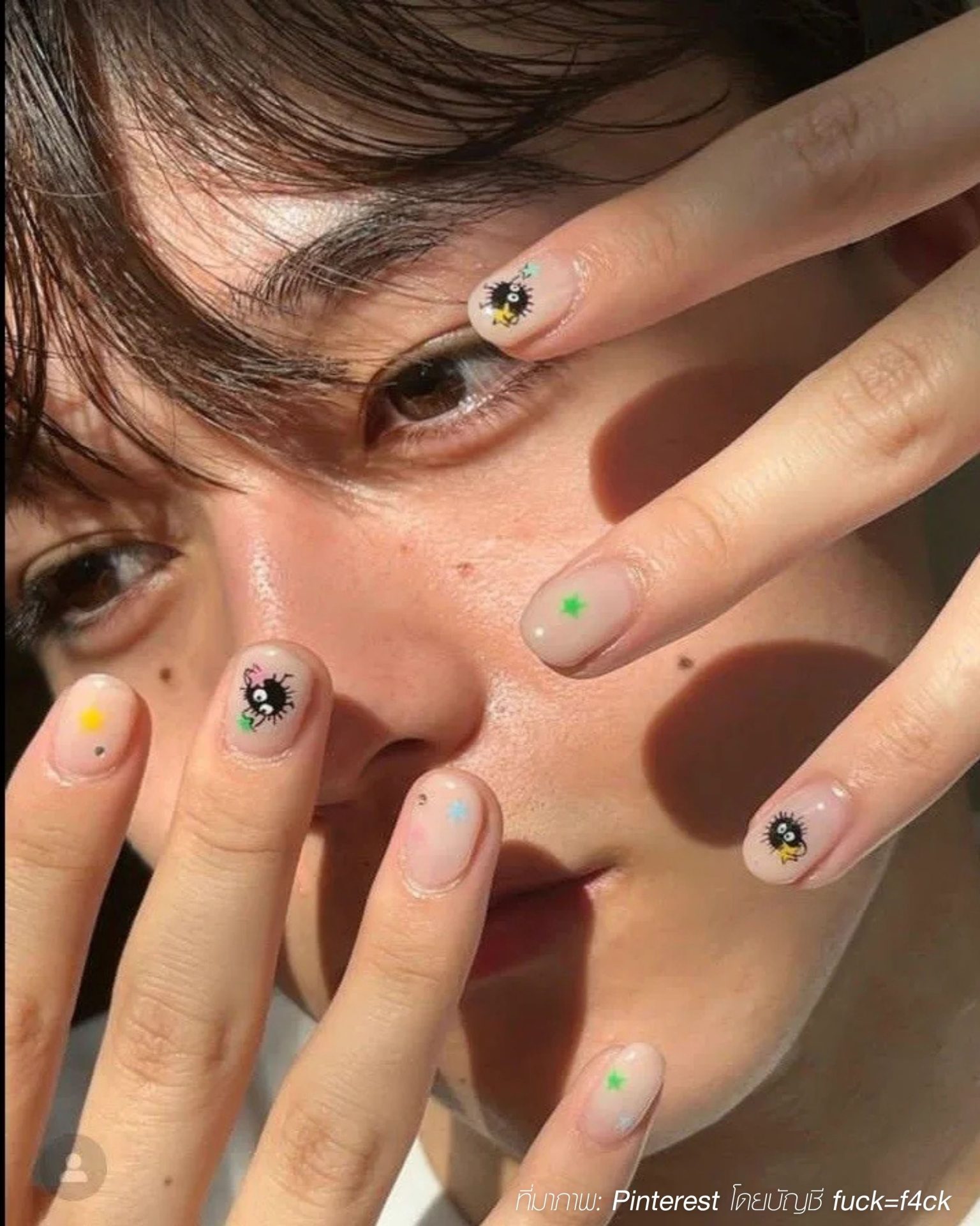 Cute minimalist cartoon art nail painting ideas for men