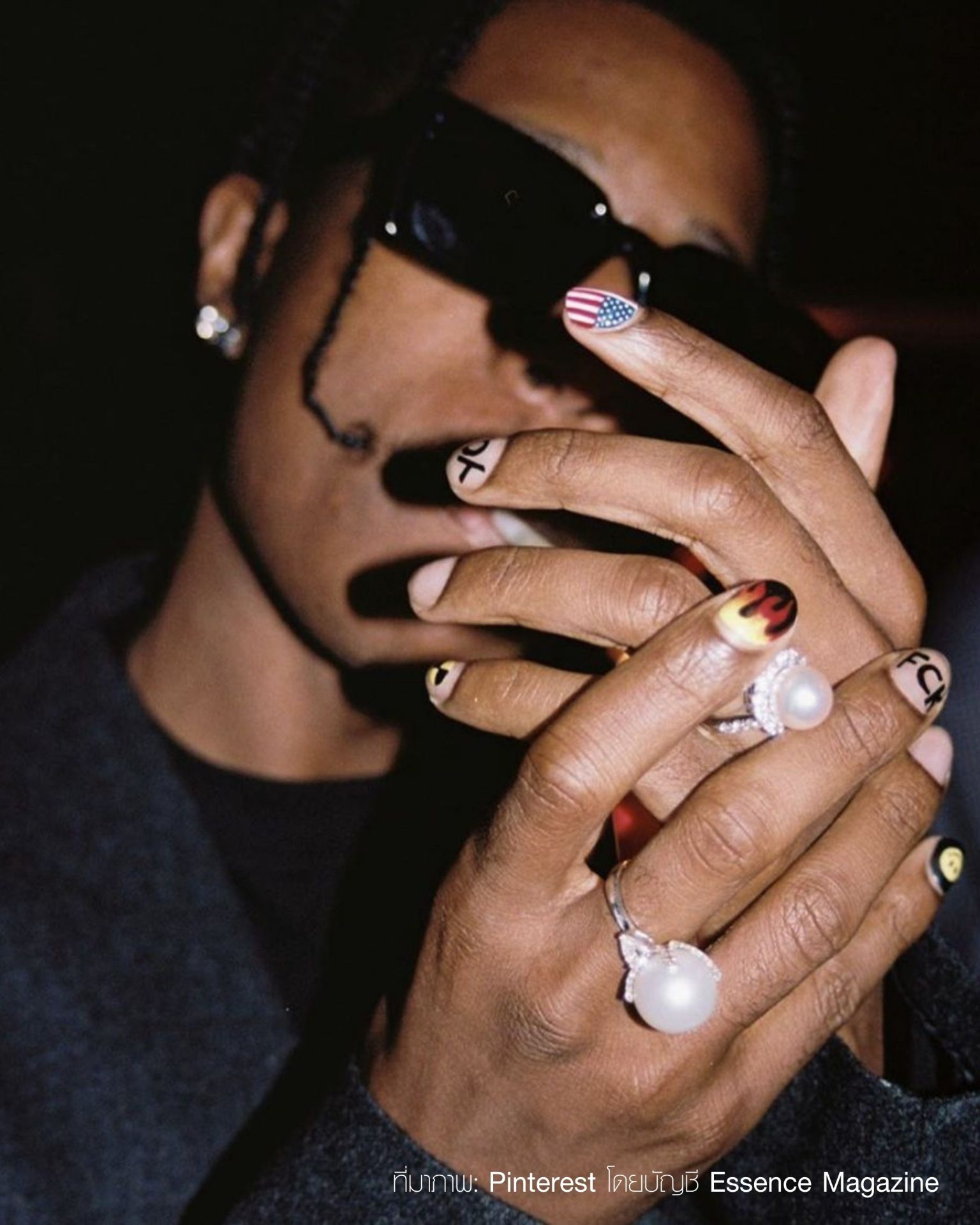 Popular men's street style nail ideas with flag motifs and cool graphics