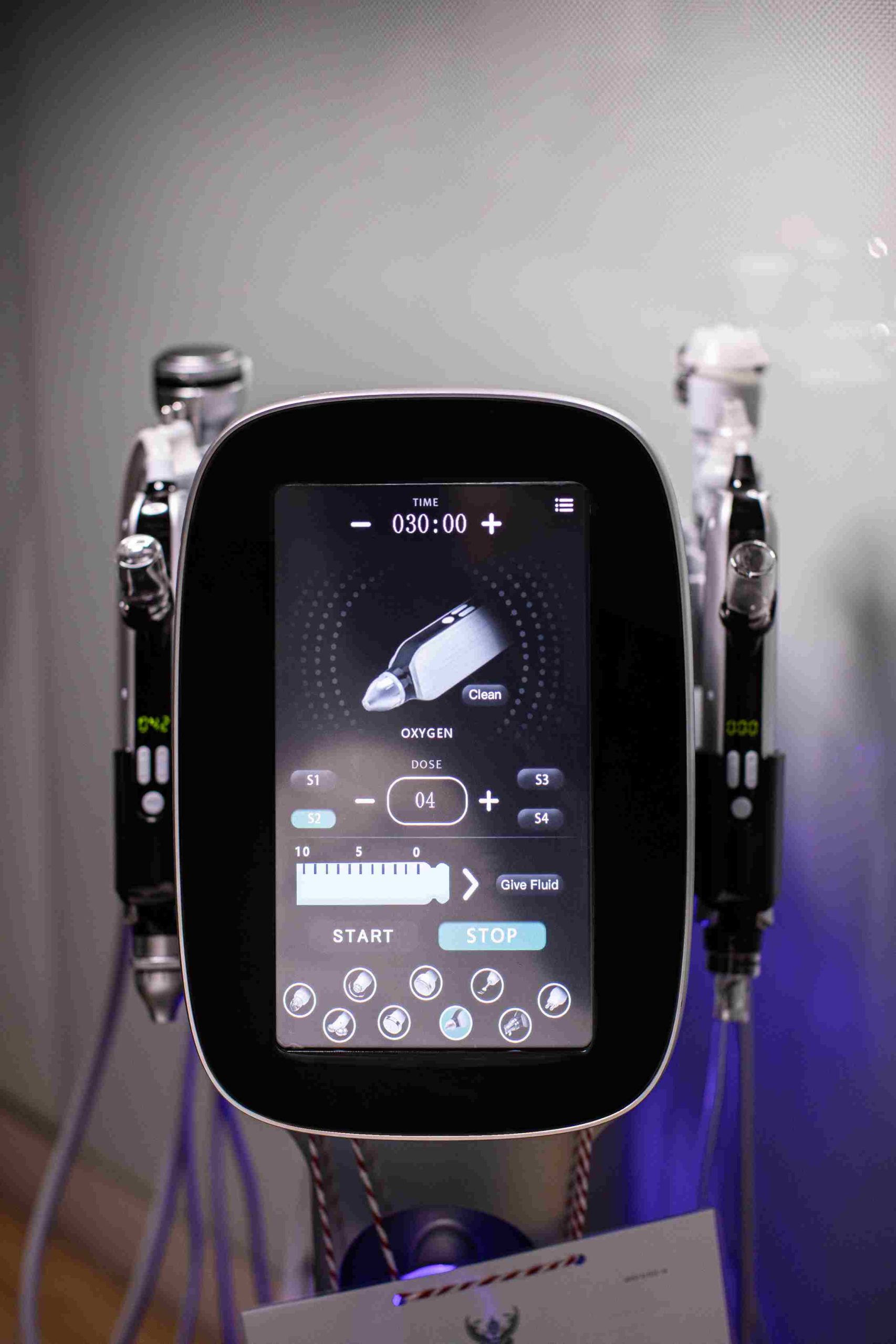 Hydra Facial Machine 9 in 1 control screen at Take Care Salon of Beauty
